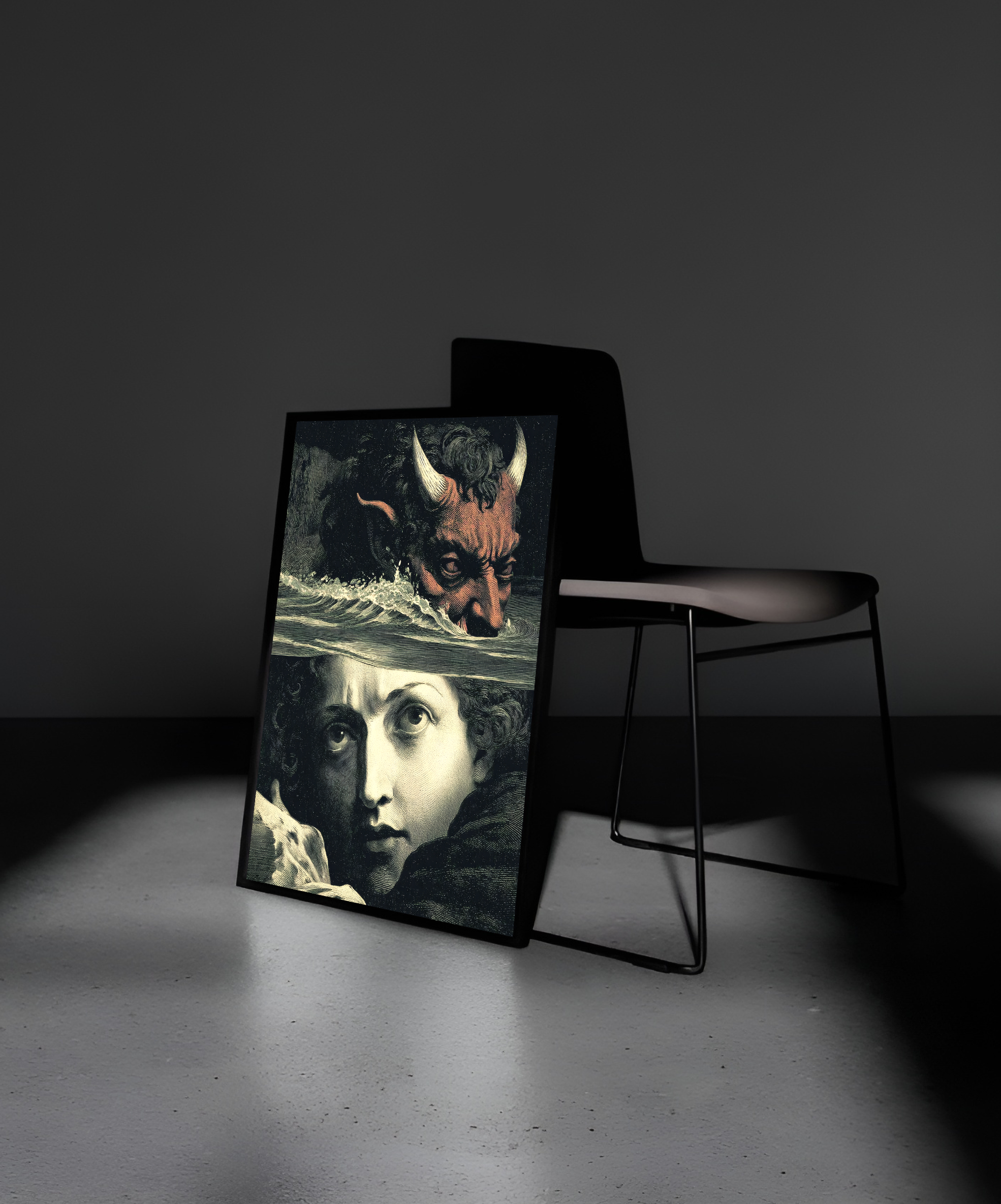 Wooden Framed Print: Cogitatio Diaboli